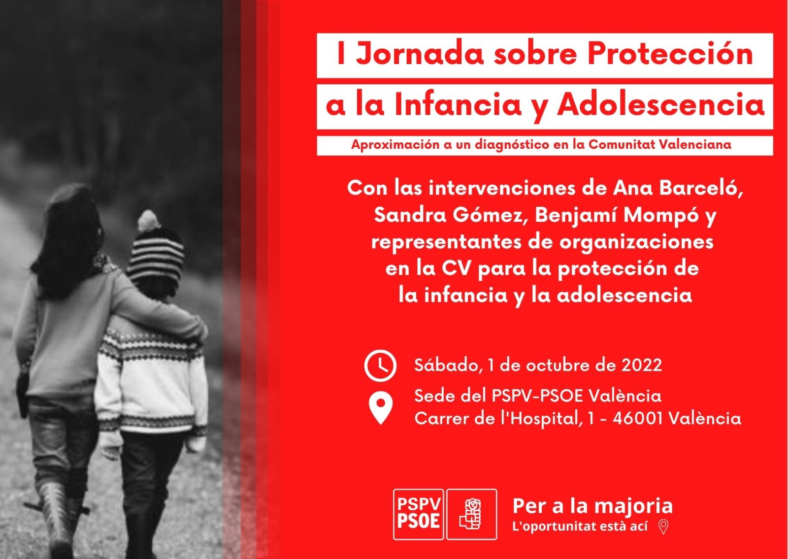 Ya está aquí la I Jornada sobre protección a la Infancia y Adolescencia en la Comunidad Valenciana